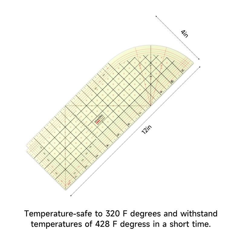 KEARING Hot Hem Ruler for Sewing, 4 x 12 Inch, Patented Heat Resistant Non-Slip Hot Ironing Ruler for Measure, Mark, Fold, Press with Dry or Steam Iron - Image 2